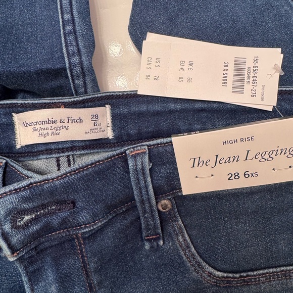 ABERCROMBIE MEDIUM DARK WASH THE JEAN LEGGING SIZE 28 6XS EXTRA SHORT 24.25” - Picture 3 of 5